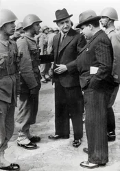 Antonio de Oliveira Salazar inspects the troops during a visit to the Azores, 5 April 1941