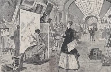Art-Students and Copyists in the Louvre Gallery, Paris, Harper