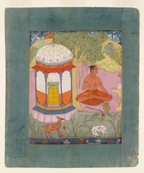 Ascetic in a landscape, illustrating the musical mode Bangali Ragini