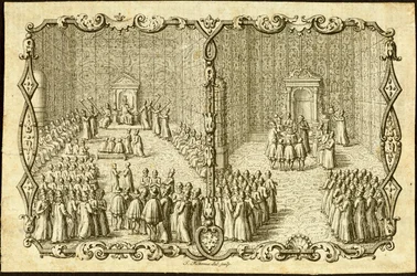 Audience at the Russian Czar, Moscow. Published by Jacob Ulfeldt