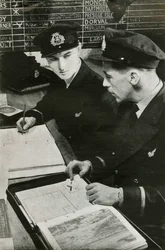 BOAC Navigation Officers Drawing Up a Flight Plan, World War II