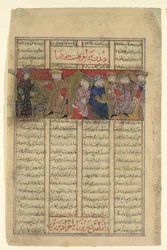 Bahram Chubina Meets a Lady who Foretells his Fate, Folio from a Shahnama