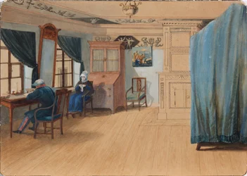 Bedroom Interior. Count Yegor Frantsevich Kankrin at His Desk