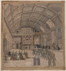 Binche Palace during the celebrations in August 1549, 1549