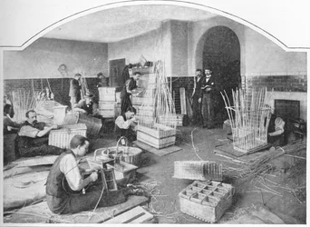 Blind basket-makers at work, Tottenham Court Road, London, c1901-1903