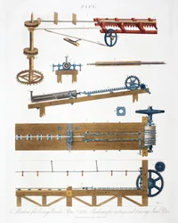 Boring Wooden Pipes, and Casting and Drawing Iron Pipes