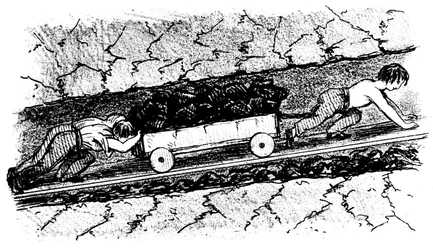 Boy Putters Moving Coal in a Narrow Seam, Lancashire, England