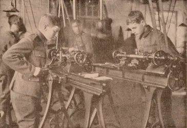 Boys of Bradfield College Making Shell Parts, Berkshire
