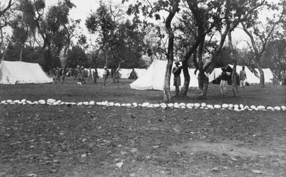 British army encampment by the Yamuna river, India, 1917