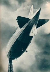 British Rigid Airship R101 Riding at Her Mooring Mast at Cardington, Bedfordshire