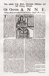 Broadside Published on the Death of Queen Anne