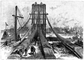 Brooklyn Suspension Bridge, New York, USA: cable anchorage on the Brooklyn shore