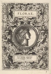 Bust of Florae Surrounded by Strapwork (from the series Deorum dearumque)
