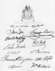 Bust of Shakespeare and Signatures of Celebrated Actors