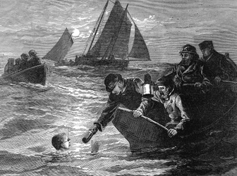 Captain Matthew Webb, the first man to swim the English Channel, 1875