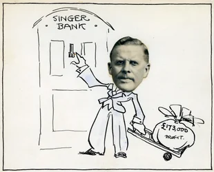 Cartoon of Managing Director William E Bullock, Singer & Company Ltd