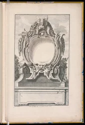 Cartouche Decorated with a Helmet and a Mask