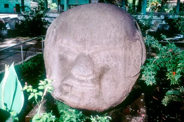 Carved Monolithic Head from Monte Alto, Guatemala, Pre-Columbian, Pre-Classic Period