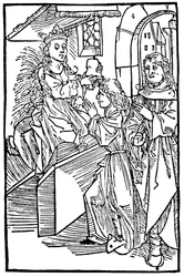 Cassandra, legendary Trojan princess and prophetess, delivering a prophecy