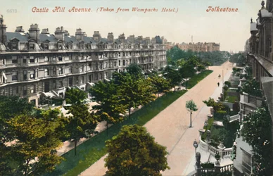 Castle Hill Avenue, from Wampachs Hotel, Folkestone, late 19th-early 20th century