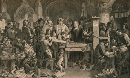 Caxton Showing the First Specimen of His Printing to King Edward IV at Westminster