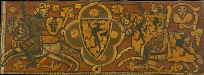 Ceiling panel with a fight between a Christian knight and a Muslim