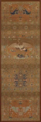 Chair cover with a crane, lions, dragons, auspicious symbols, Qing dynasty, 18th century