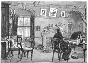 Charles Darwin, English Naturalist, in His Study, c. 1870-1887