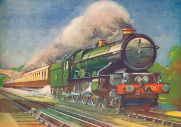 Cheltenham Flyer, G.W.R., picking up water at Goring