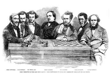 Chess celebrities at the late chess meeting, 1855