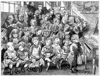 Children Waiting for Soup at Dinner Time, London Board School, Denmark Terrace, Islington