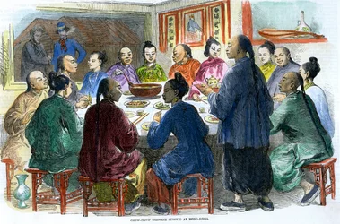 Chow-chow Chinese supper at Hong Kong, c1875