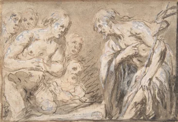 Christ in Limbo (Recto), Saint with Rosary (Verso), 17th century
