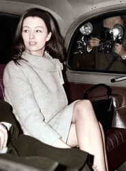 Christine Keeler arriving at the Old Bailey, London