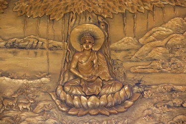 Chua Thiep Long Buddhist Pagoda. Shakyamuni Buddha Sitting in the Meditation Pose. Thay Ninh. Vietnam