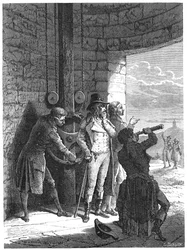 Claude Chappe Demonstrating His Optical Telegraph Semaphore System in 1793, c1870