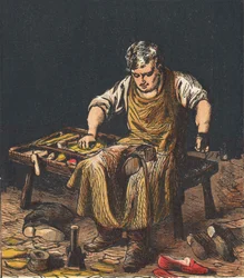 Cobbler Mending Boots, 1867