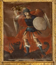 Collegiate church. Interior. Painting. Saint Michael.