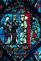 Constantine Greets Charlemagne at Constantinople, Stained Glass, Chartres Cathedral, France