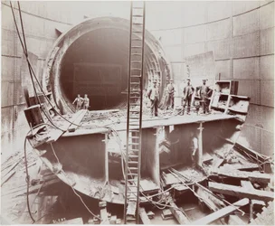 Construction of the Rotherhithe Tunnel, London