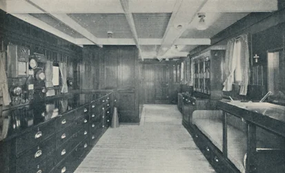 Control Centre of the Empress of Britain, chart-room and wheel-house