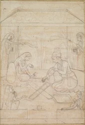 Couple Playing Chaupar on a Terrace, c. 1790-1800