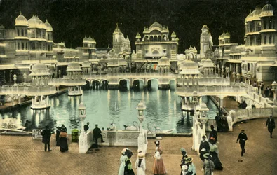 Court of Honour by night, Coronation Exhibition, London, 1911.