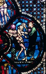Creation of Eve, Stained Glass, Chartres Cathedral, France