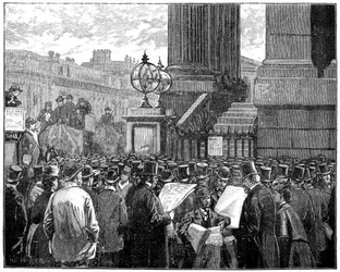 Crowd at the Mansion House Reading the Bulletins of the Prince of Wales