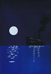 Cruise Ship at Sea in Moonlight, 1909