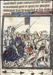 Crusaders and Saracen Fighting during the Third Crusade From the Chroniques de France ou de St Denis