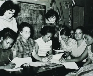 Cuban Revolution: women participating in the educational programmes set up by Fidel Castro