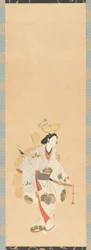 Dancer in a White Dress, Patterned with Colored Leaves