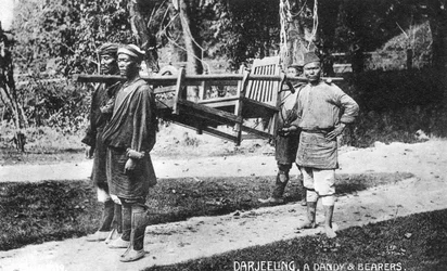 Dandy and Bearers, Darjeeling, India, Early 20th Century